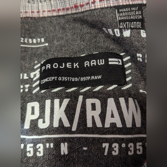 PROJEK RAW 4X RES &WHITE SHIRT SLEEVE BUTTON DOWN COLLARED SHIRT - Picture 2 of 6